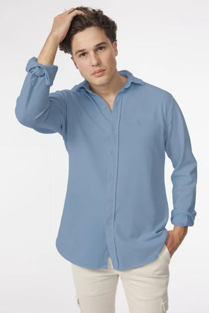 Camisa piqué azul soft