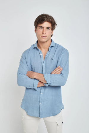 Camisa Lino Azul Soft