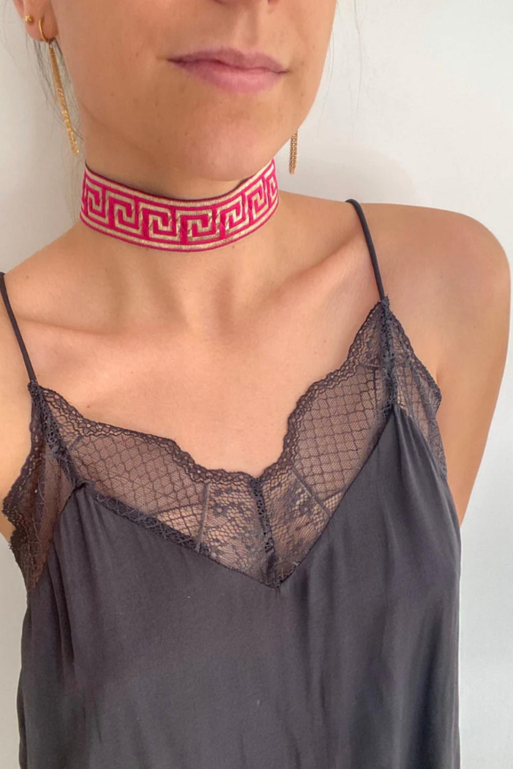 CHOKER CUADRADOS ROSA